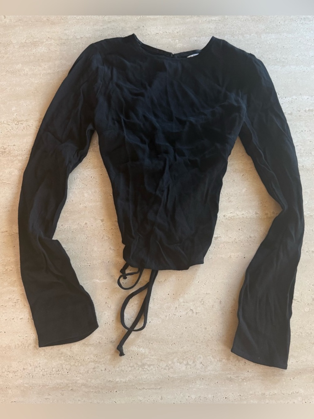 Reformation black tie up long sleeve top size XS